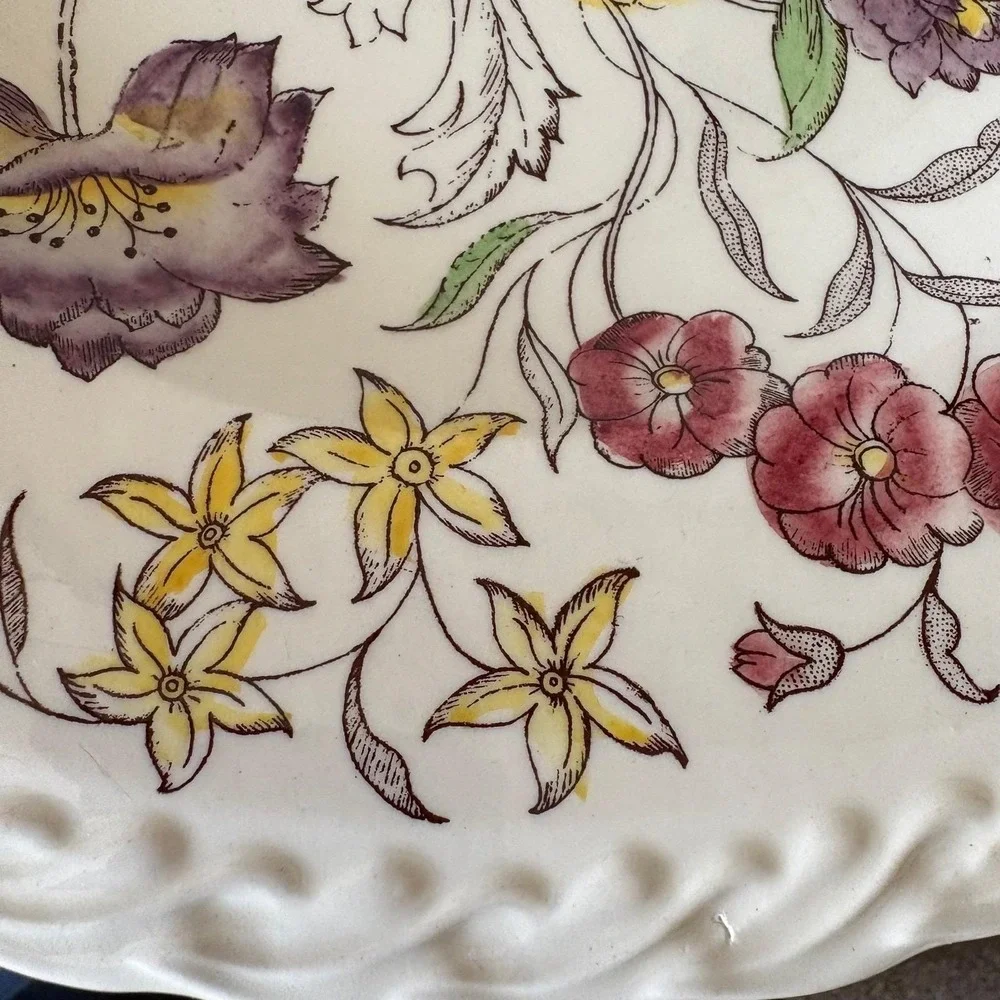 Vernon‎ Kilns Mary Lou Floral Serving Platter Vintage CA Pottery Cottagecore